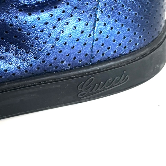 Gucci Mens Metallic Blue High Top Sneakers - Picture 3 of 3